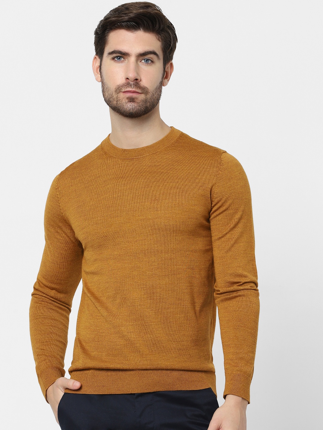 

SELECTED Men Brown Solid Pullover Sweater