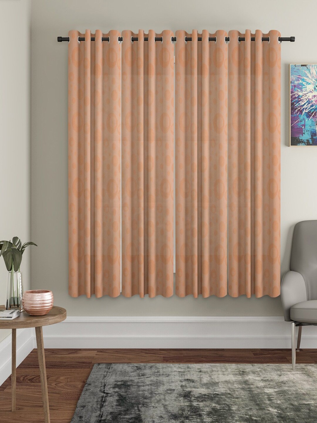 

HOSTA HOMES Brown Set of 4 Geometric Window Curtain