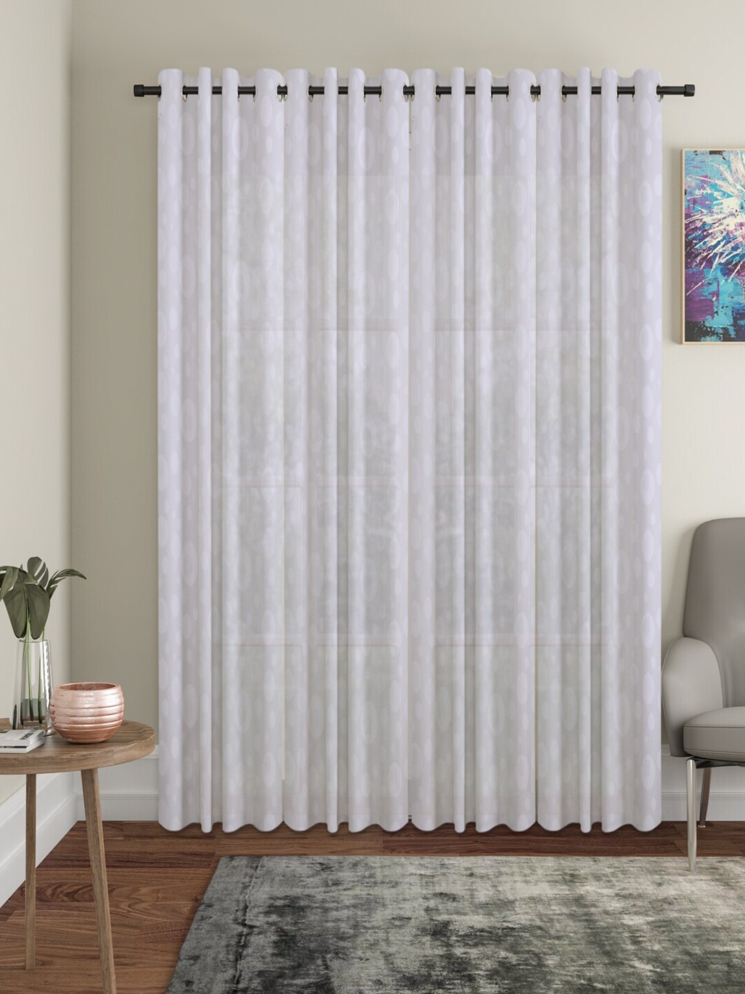 

HOSTA HOMES White Set of 4 Geometric Door Curtain