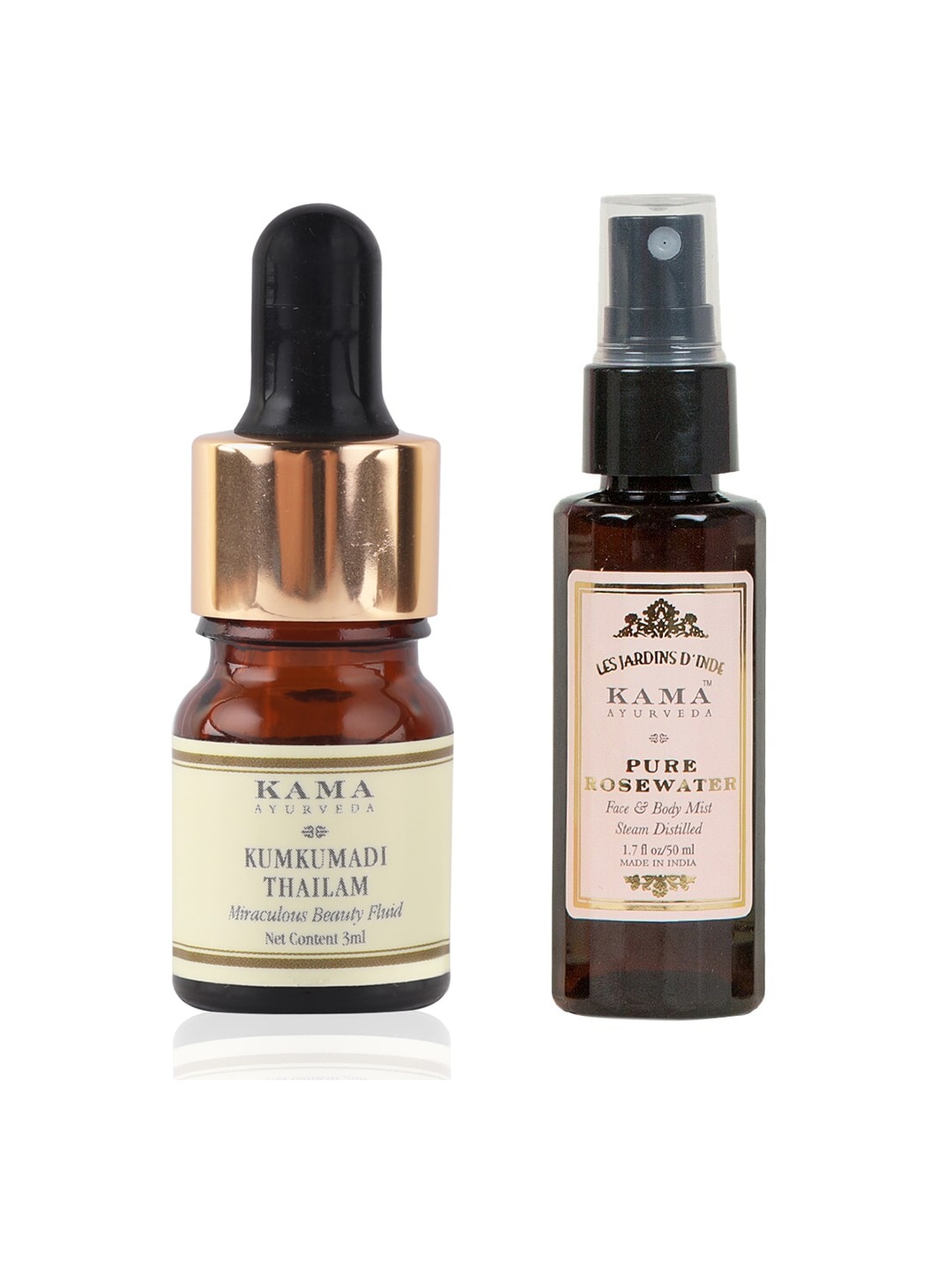 

KAMA AYURVEDA Set of Kumkumadi Thailam & Rose Water Face-Body Mist, Brown