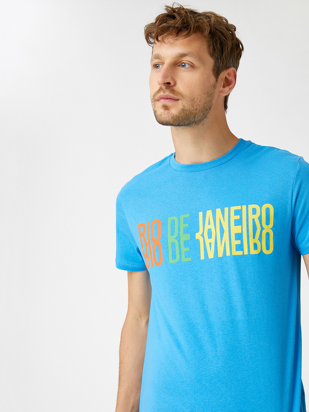 

Koton Men Blue Slim Fit Printed Cotton T-shirt