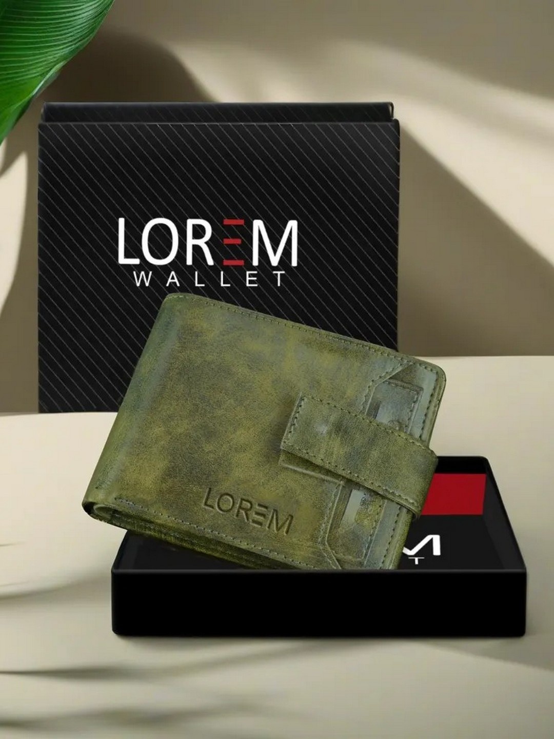 

LOREM Men Green Floral Textured Synthetic Leather Two Fold Wallet