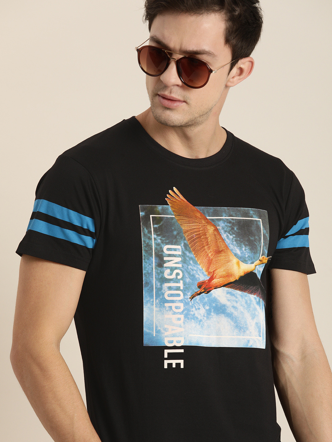 

Moda Rapido Men Black Printed Pure Cotton T-shirt