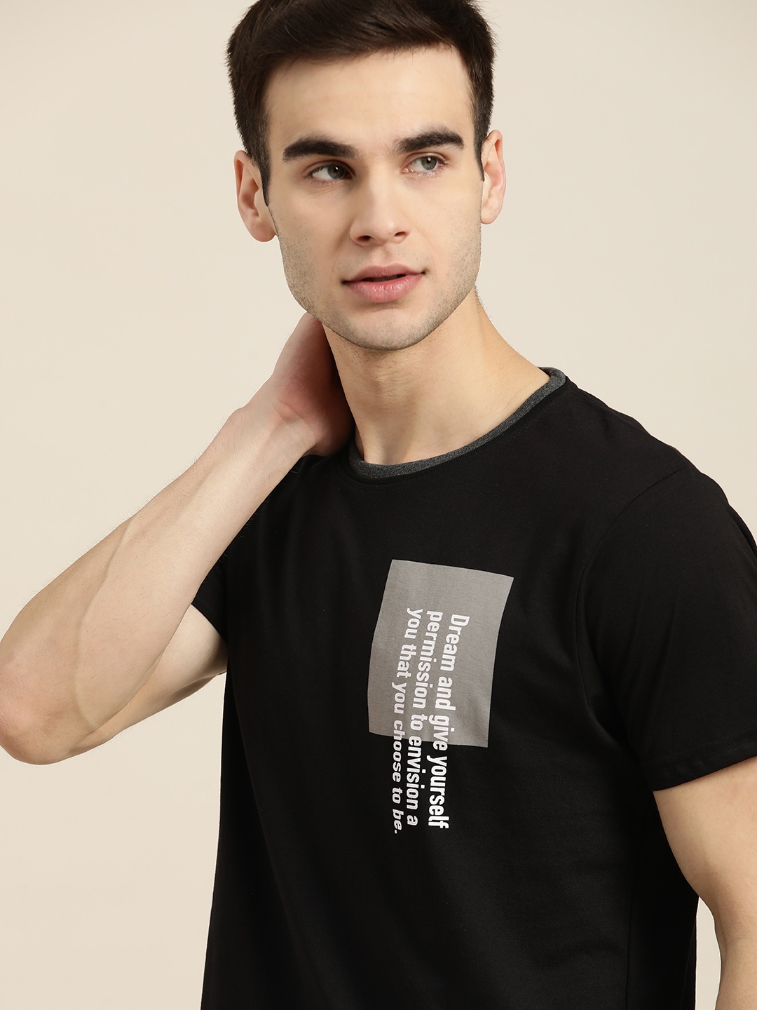 

Moda Rapido Men Black Pure Cotton Printed Pure Cotton T-shirt