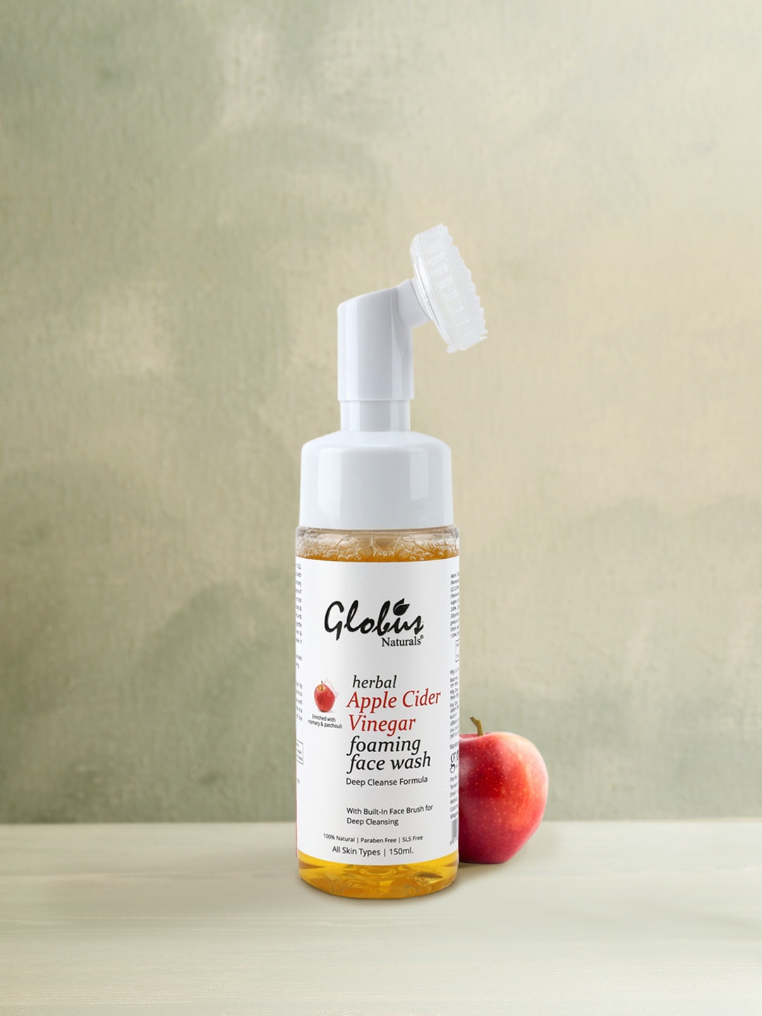 

Globus naturals Refreshing Apple Cider Vinegar Foaming Face Wash with Silicon Brush 150 ml, Yellow