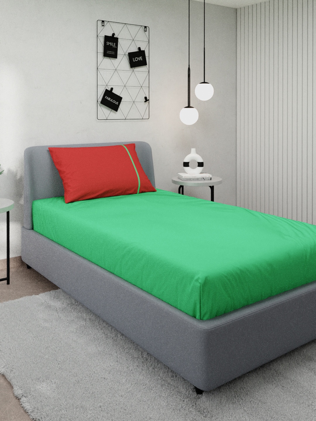 

Stoa Paris Green & Red 144 TC Single Bedsheet with 1 Pillow Covers