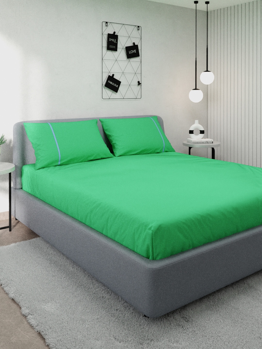 

Stoa Paris Green 144 TC King Bedsheet with 2 Pillow Covers