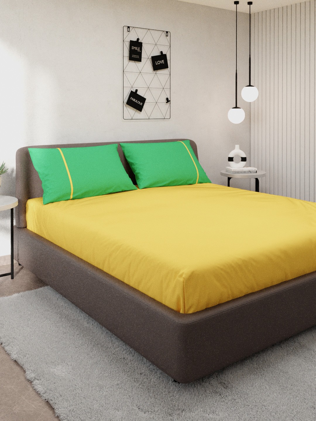 

Stoa Paris Orange & Green Solid 144 TC Cotton Queen Bedsheet with 2 Pillow Covers