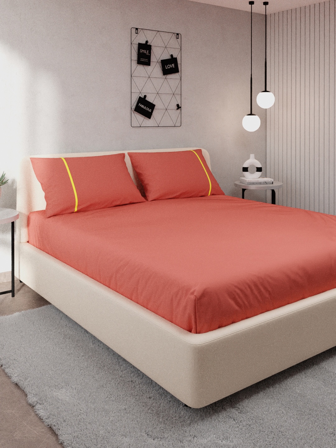 

Stoa Paris Peach Solid 144 TC Cotton Queen Size Bedsheet with 2 Pillow Covers