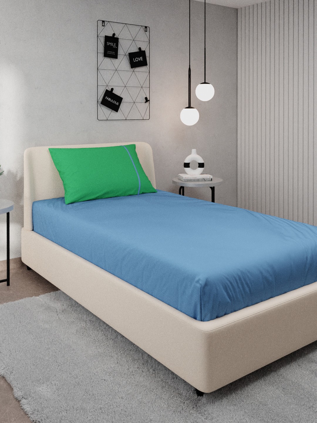 

Stoa Paris Blue & Green 144 TC Single Bedsheet with 1 Pillow Covers