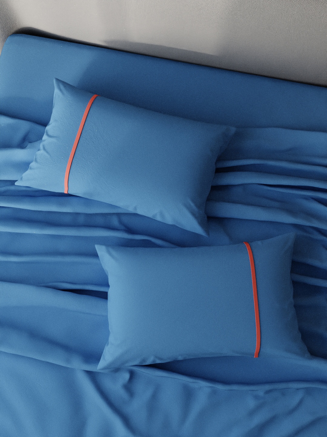 

Stoa Paris Set Of 2 Blue Solid 144 TC Pure Cotton Pillow Covers