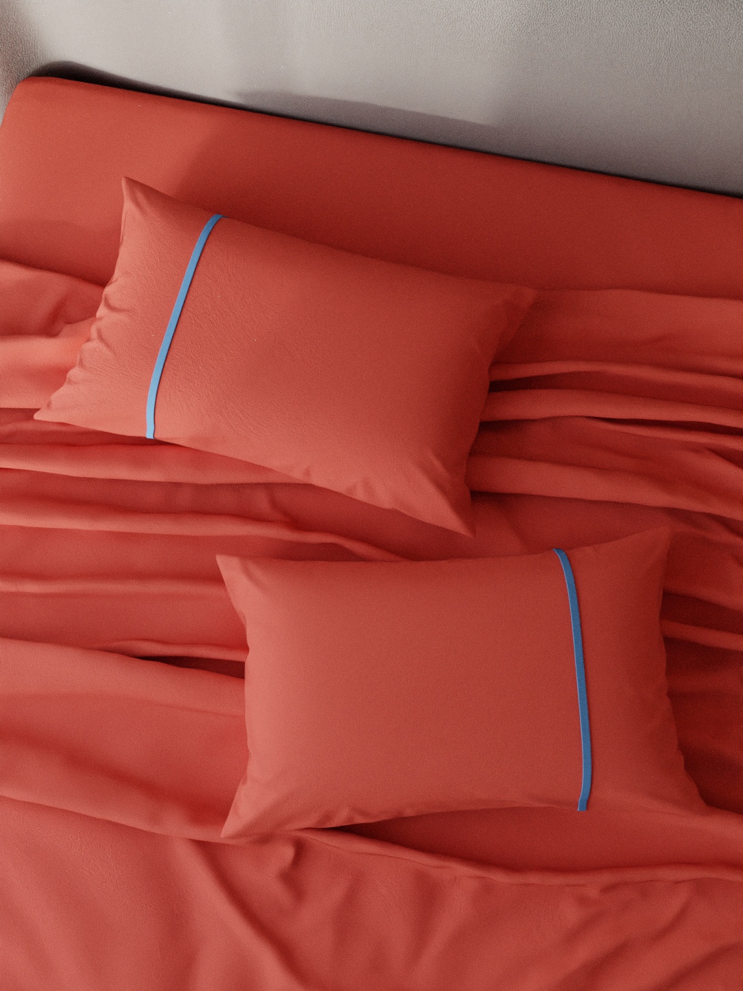 

Stoa Paris Set Of 2 Peach-Coloured Solid 144 TC Cotton Pillow Covers