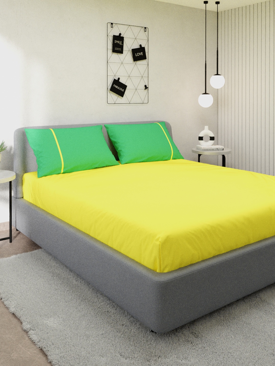 

Stoa Paris Lime Green 144 TC Queen Bedsheet with 2 Pillow Covers