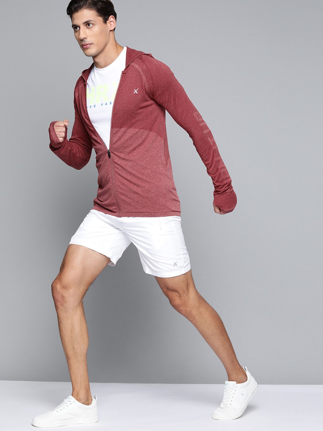 

HRX By Hrithik Roshan Running Men Blood Stone Seamless Solid Jackets, Coral