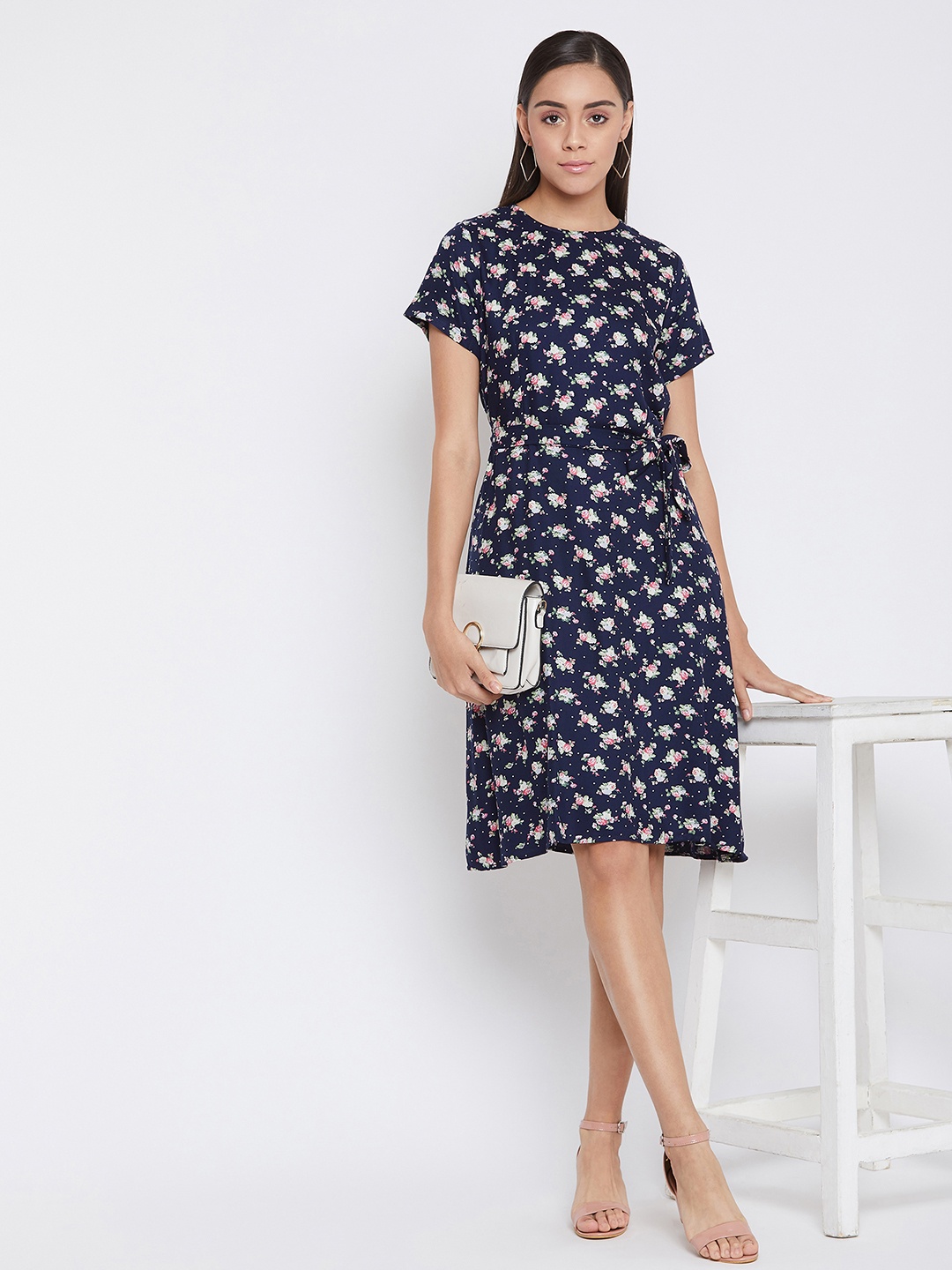 

Crimsoune Club Women Navy Blue Floral Dress