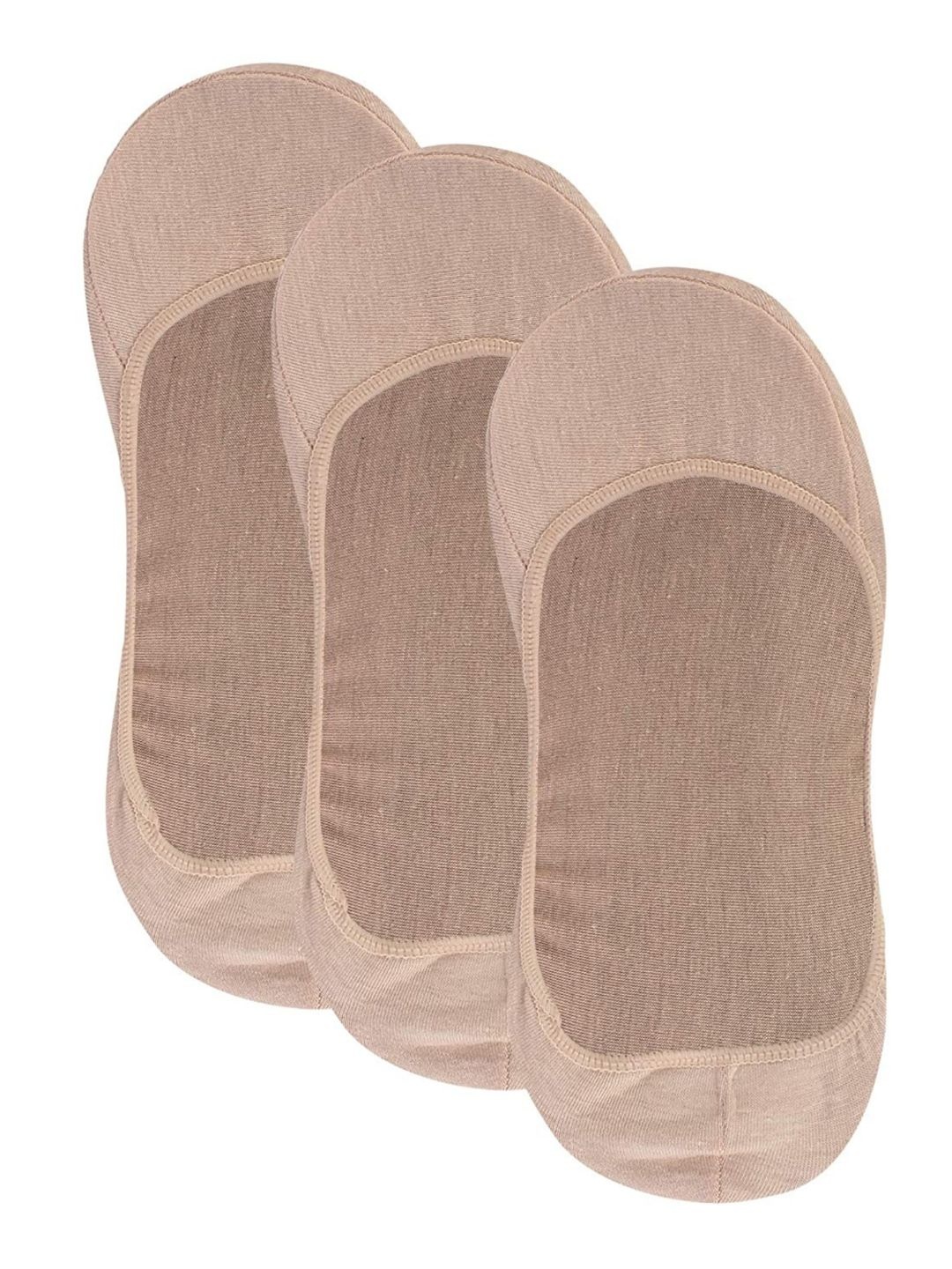 

N2S NEXT2SKIN Women Pack Of 3 Beige Solid Cotton Shoe Liners