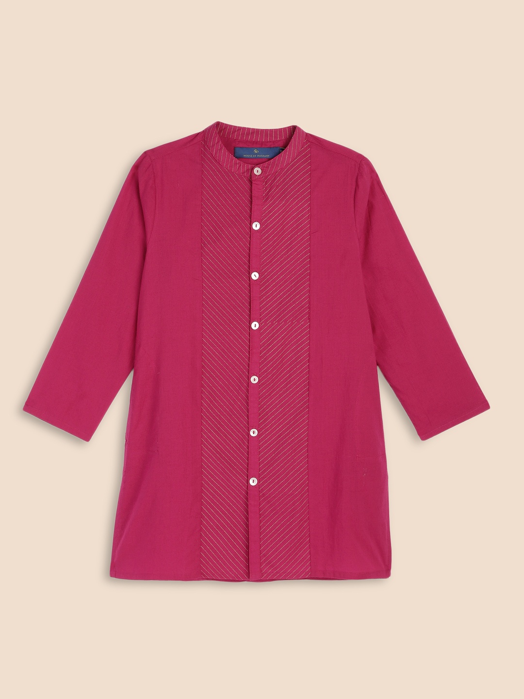 

House of Pataudi Boys Maroon Woven Design Pure Cotton Kurta