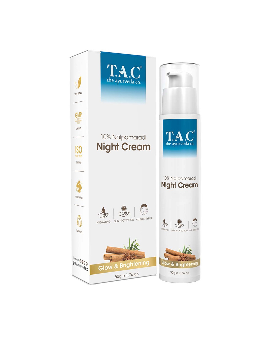 

TAC - The Ayurveda Co. 10% Nalpamaradi Night Cream With Niacinamide for Anti Aging - 50g, White