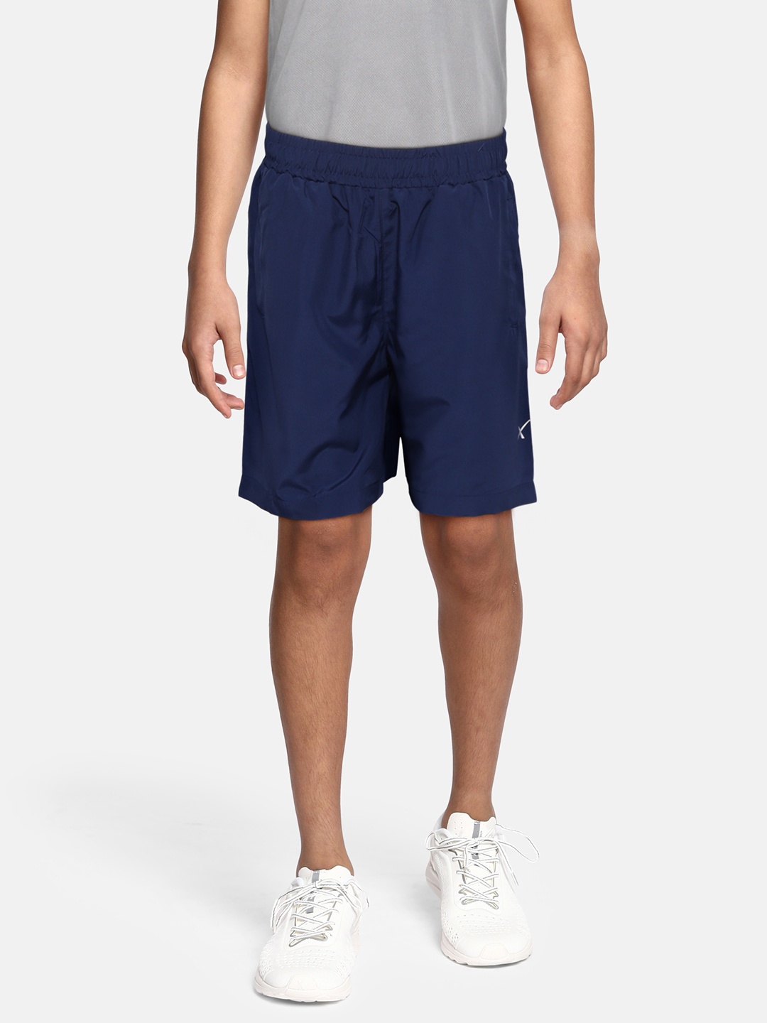 

HRX By Hrithik Roshan U-17 Active Boys Estate Blue Rapid-Dry Typography Shorts, Navy blue