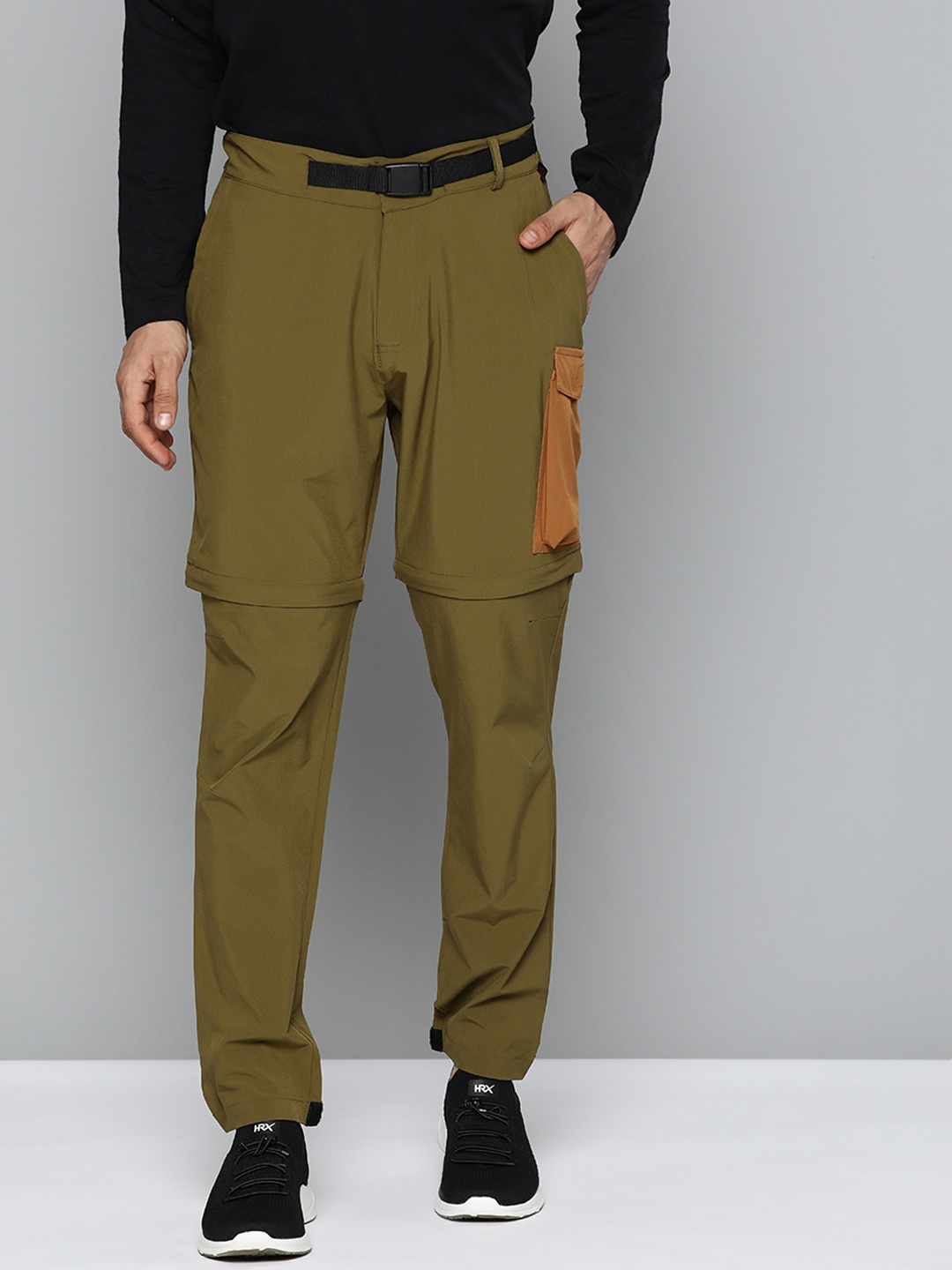 

HRX By Hrithik Roshan Outdoor Men Uniform Green Detachable Solid Trousers, Olive