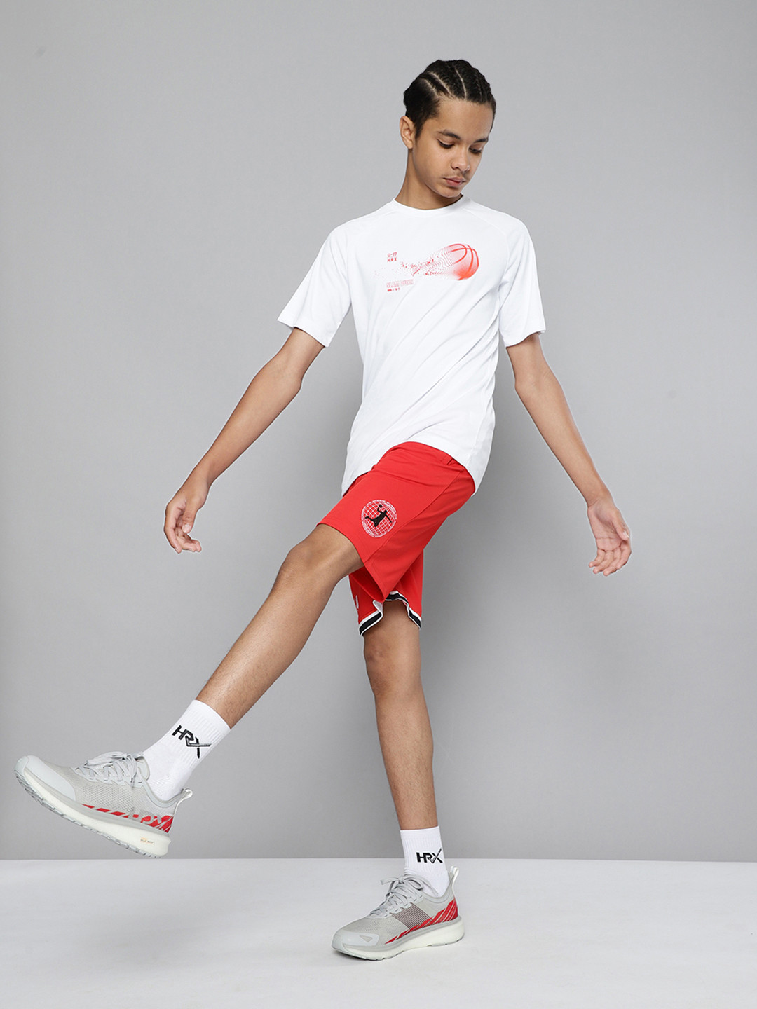 

HRX by Hrithik Roshan U-17 Active Boys High Risk Red Rapid-Dry Graphic Shorts