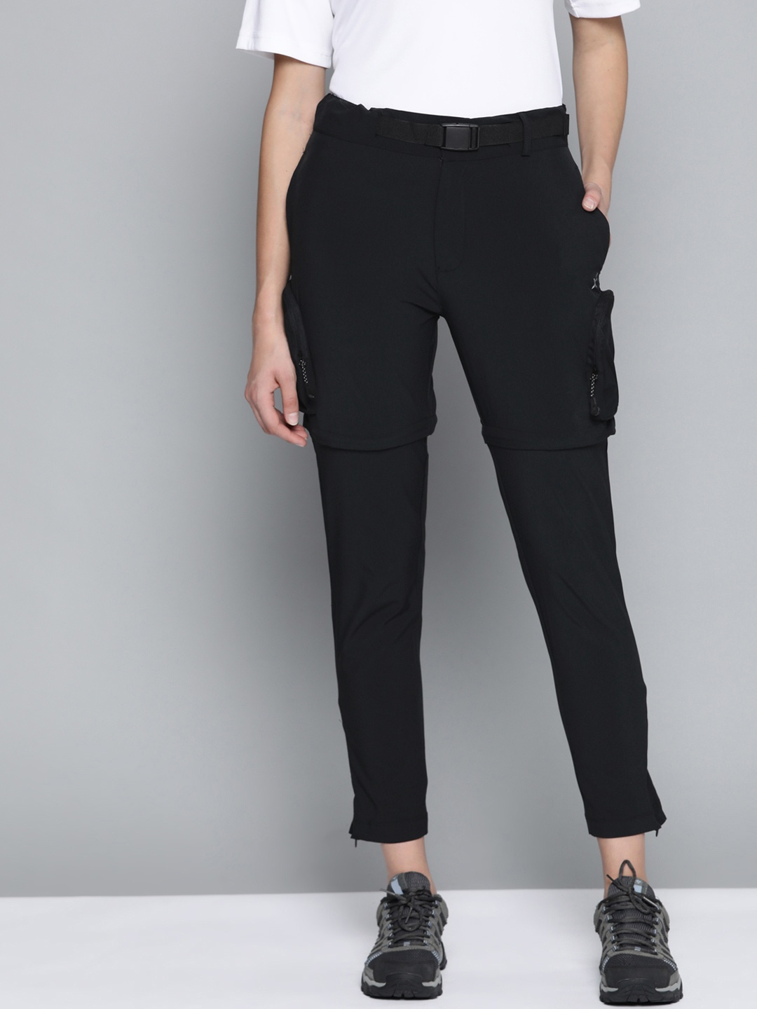 

HRX By Hrithik Roshan Outdoor Women Jet Black Detachable Solid Trousers