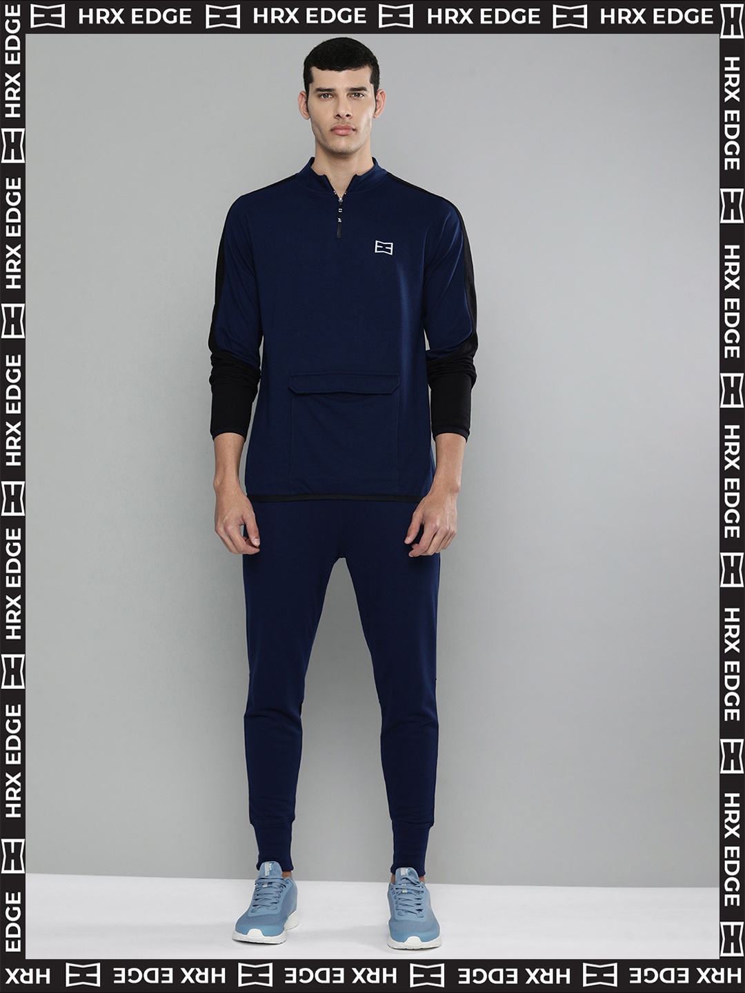 

HRX By Hrithik Roshan EDGE Lifestyle Men Moonlit Ocean Bio-Wash colourblock Tracksuits, Navy blue
