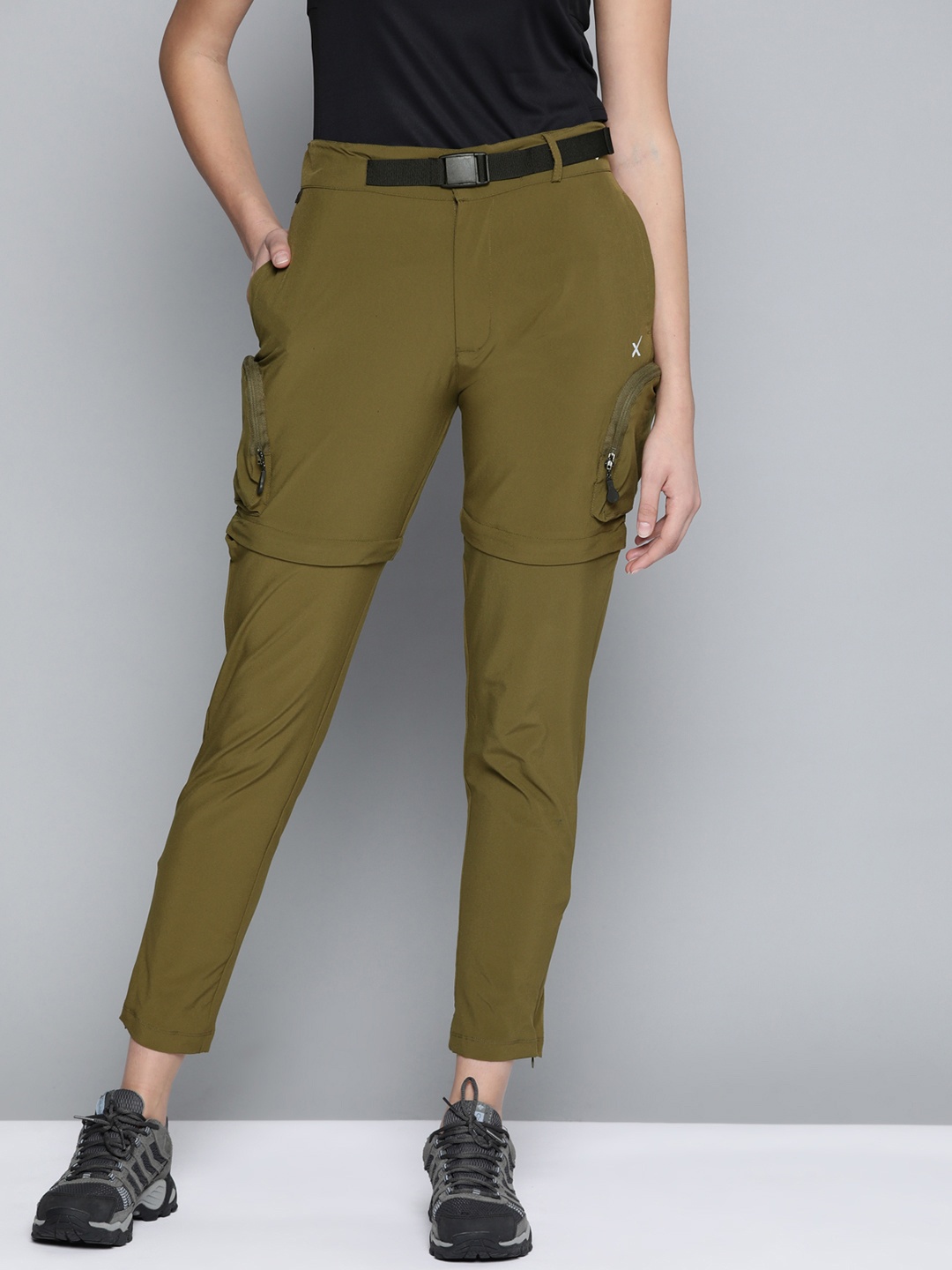 

HRX By Hrithik Roshan Outdoor Women Uniform Green Detachable Solid Trousers, Olive