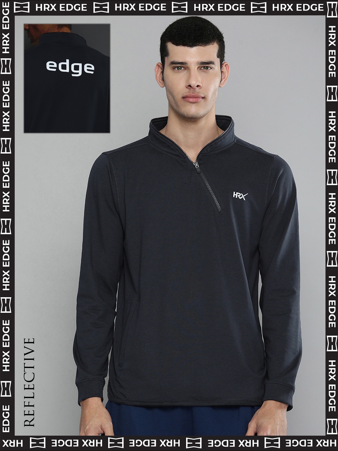 

HRX By Hrithik Roshan EDGE Lifestyle Men Anthracite Bio-Wash Brand Carrier Sweatshirts, Grey