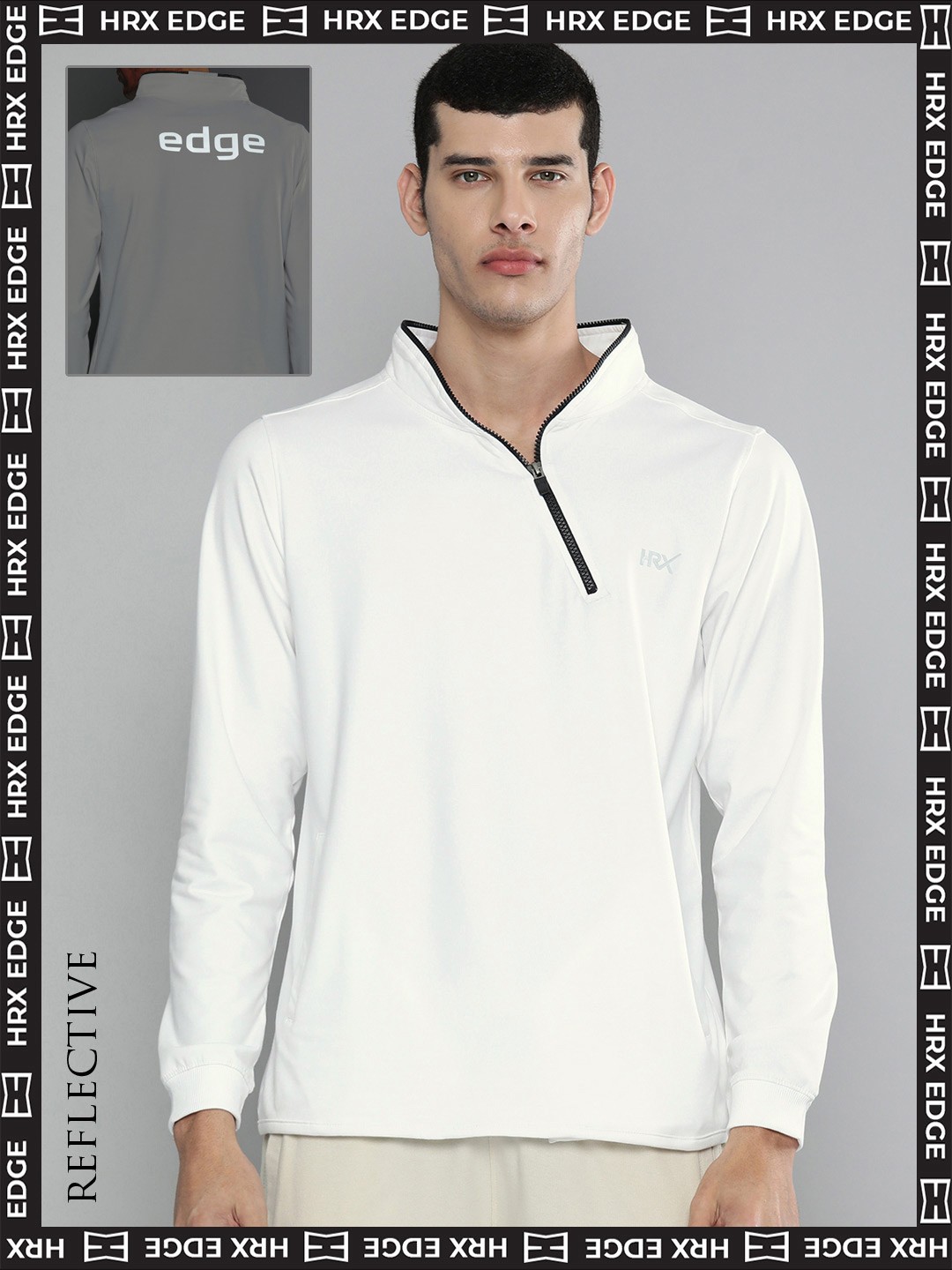 

HRX By Hrithik Roshan EDGE Lifestyle Men White Bio-Wash Brand Carrier Sweatshirts