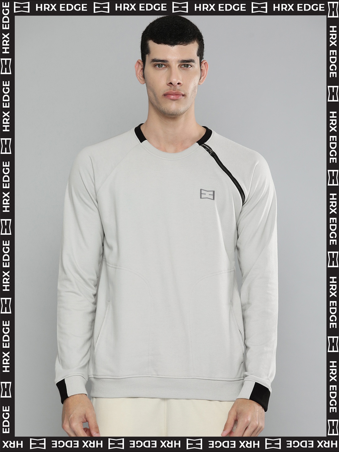 

HRX By Hrithik Roshan EDGE Lifestyle Men Dawn Blue Bio-Wash Solid Sweatshirts, Grey