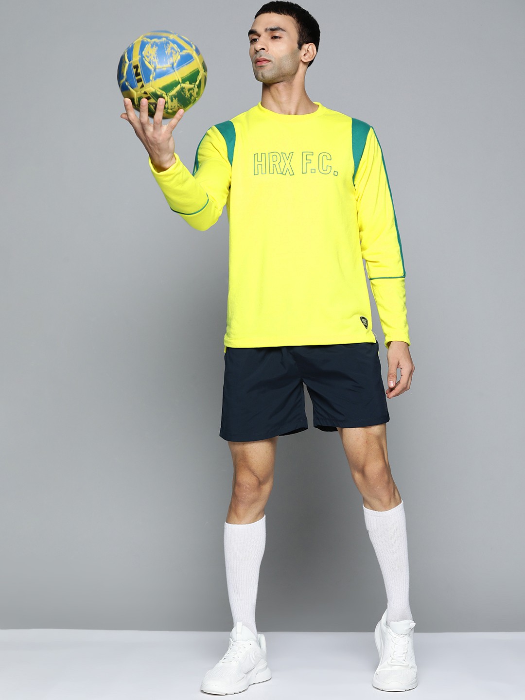 

HRX By Hrithik Roshan Football Men Light Rapid-Dry Typography Sweatshirt, Yellow