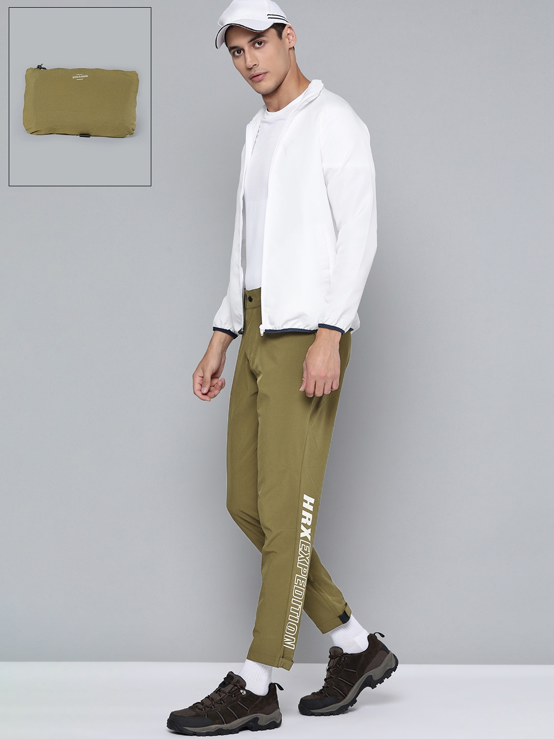

HRX By Hrithik Roshan Outdoor Men Uniform Green Packable Solid Trousers, Olive