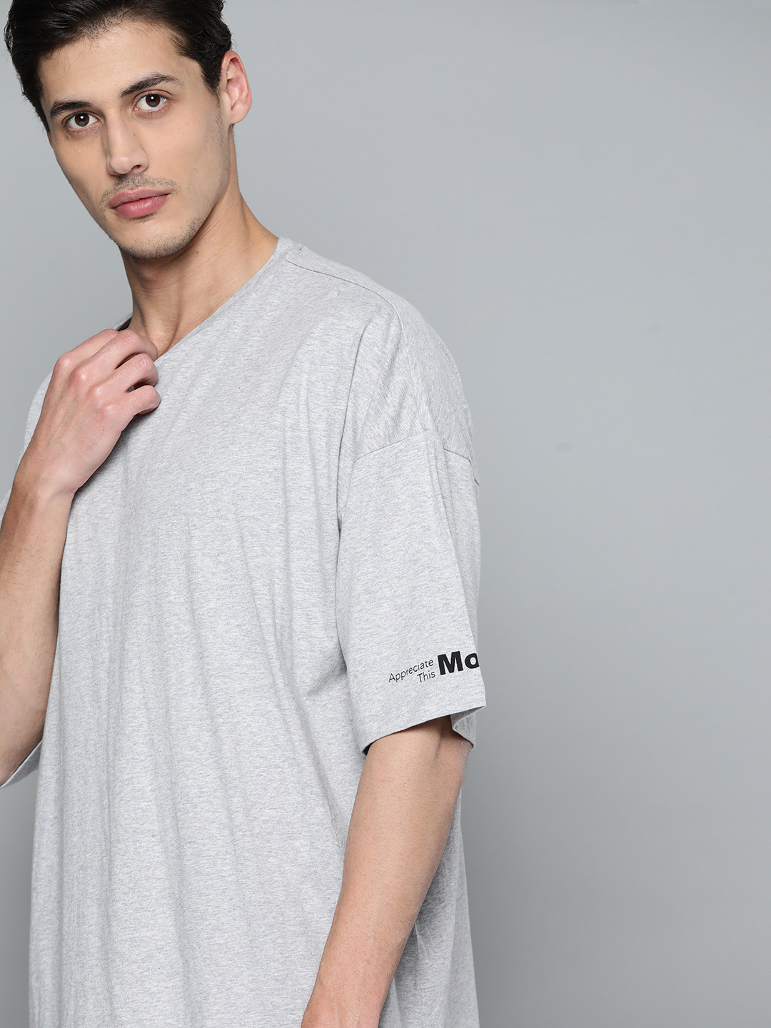 

HRX By Hrithik Roshan Yoga Men Grey Melange Rapid-Dry Solid Sustainable T-shirt