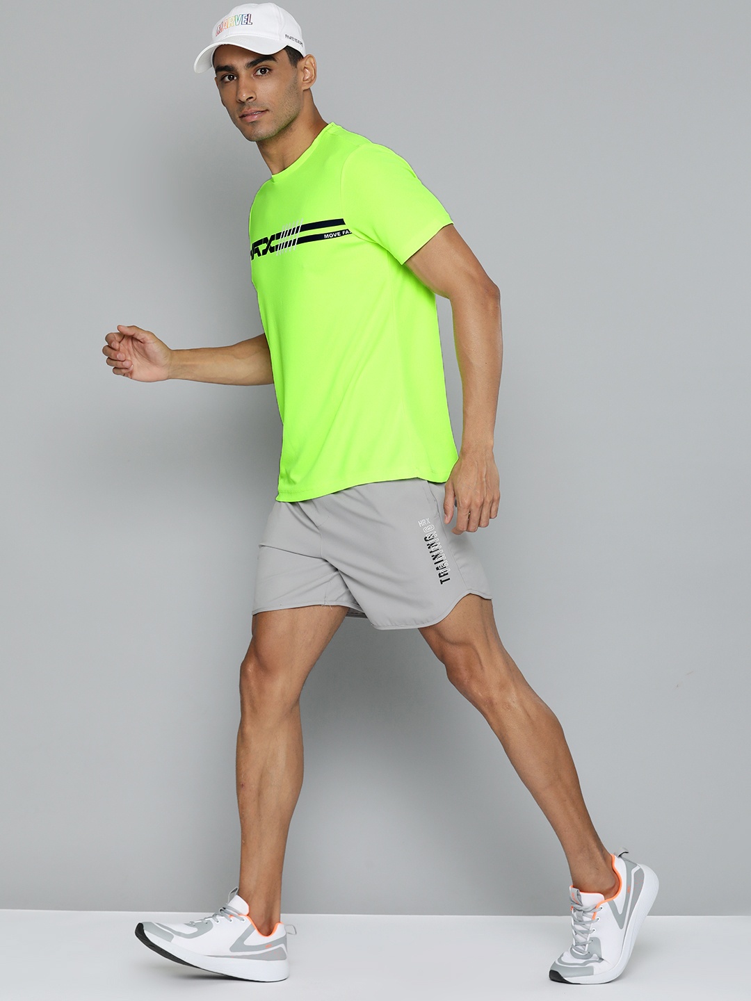 

HRX By Hrithik Roshan Running Men Neon Lime Rapid-Dry Brand Carrier Tshirts, Fluorescent green