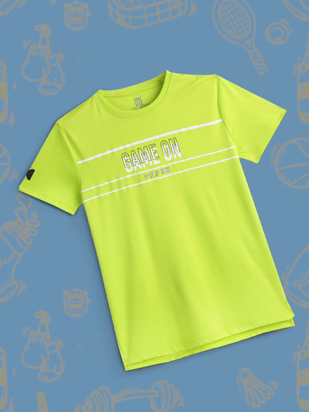 

HRX by Hrithik Roshan Girls HRX-U-17 Lime Green Active Typography Printed T-shirt