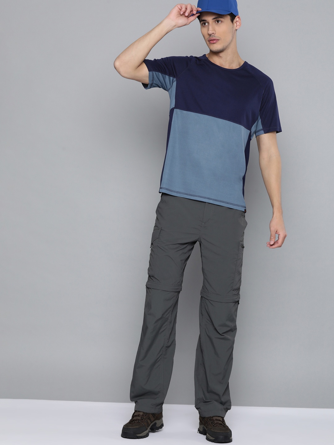 

HRX By Hrithik Roshan Outdoor Men Medieval Blue Rapid-Dry Colourblock T-Shirt