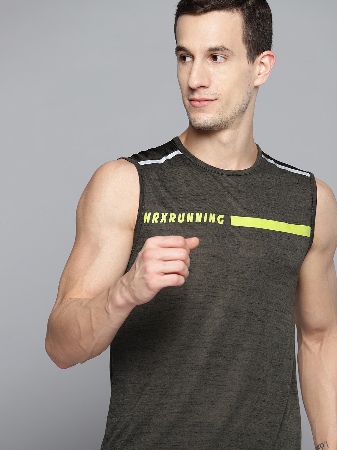 

HRX By Hrithik Roshan Men Charcoal Grey Iron Rapid-Dry Typography Running T-shirt