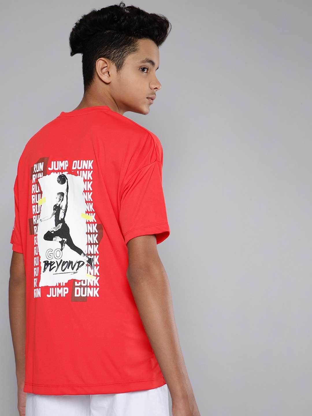 

HRX by Hrithik Roshan U-17 Active Boys High Risk Red Rapid-Dry Graphic Tshirts