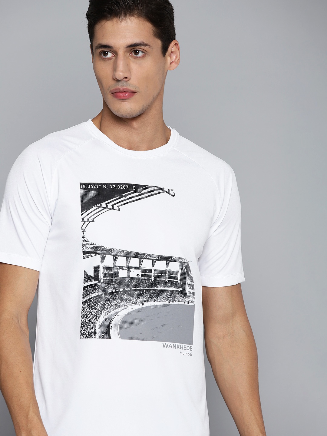 

HRX By Hrithik Roshan Cricket Men Optic White Rapid-Dry Graphic T-shirt