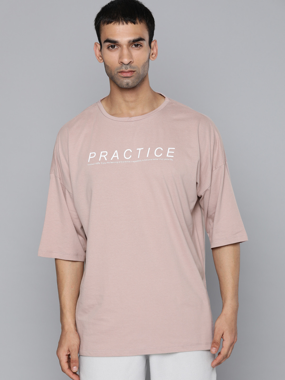 

HRX By Hrithik Roshan Yoga Men Deauville Mauve Rapid-Dry Typography Sustainable T-shirt