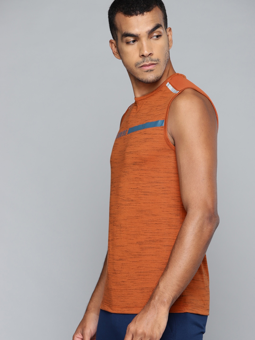 

HRX by Hrithik Roshan Men Rust Brown Brand Logo Printed Rapid Dry Running T-shirt