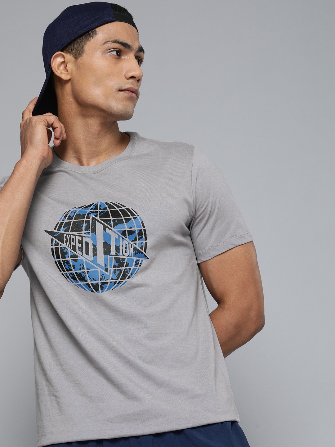 

HRX By Hrithik Roshan Outdoor Men Grey Bio-Wash Graphic Tshirts
