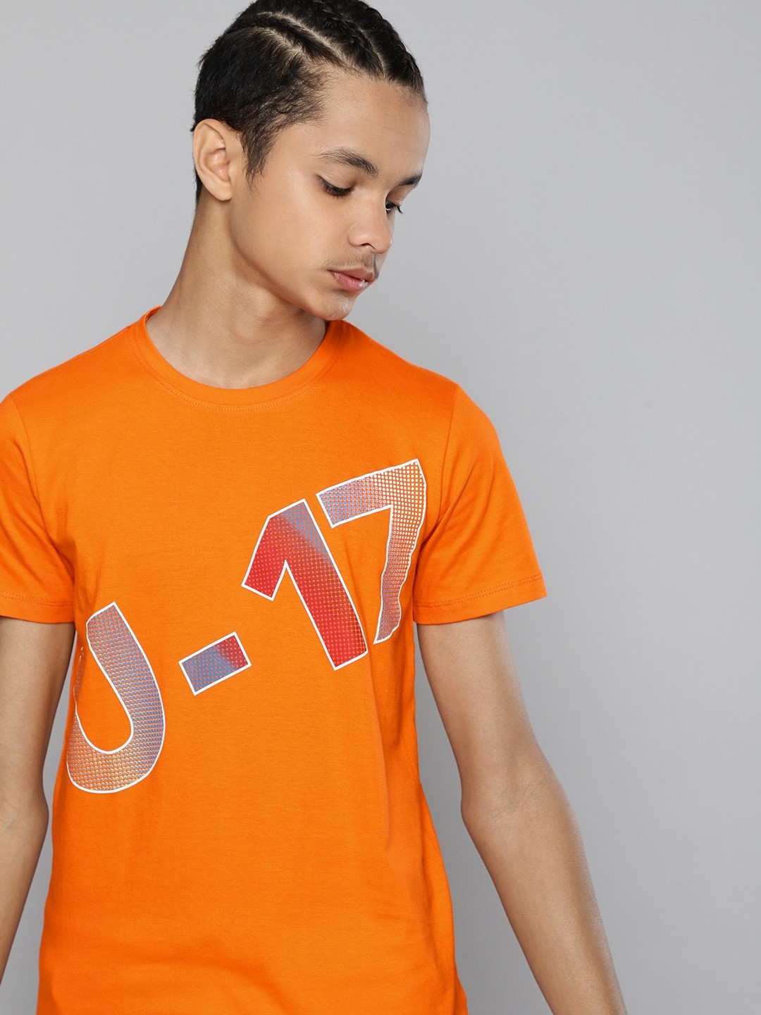 

HRX by Hrithik Roshan U-17 Lifestyle Boys Vibrant Orange Rapid-Dry Solid Tshirts