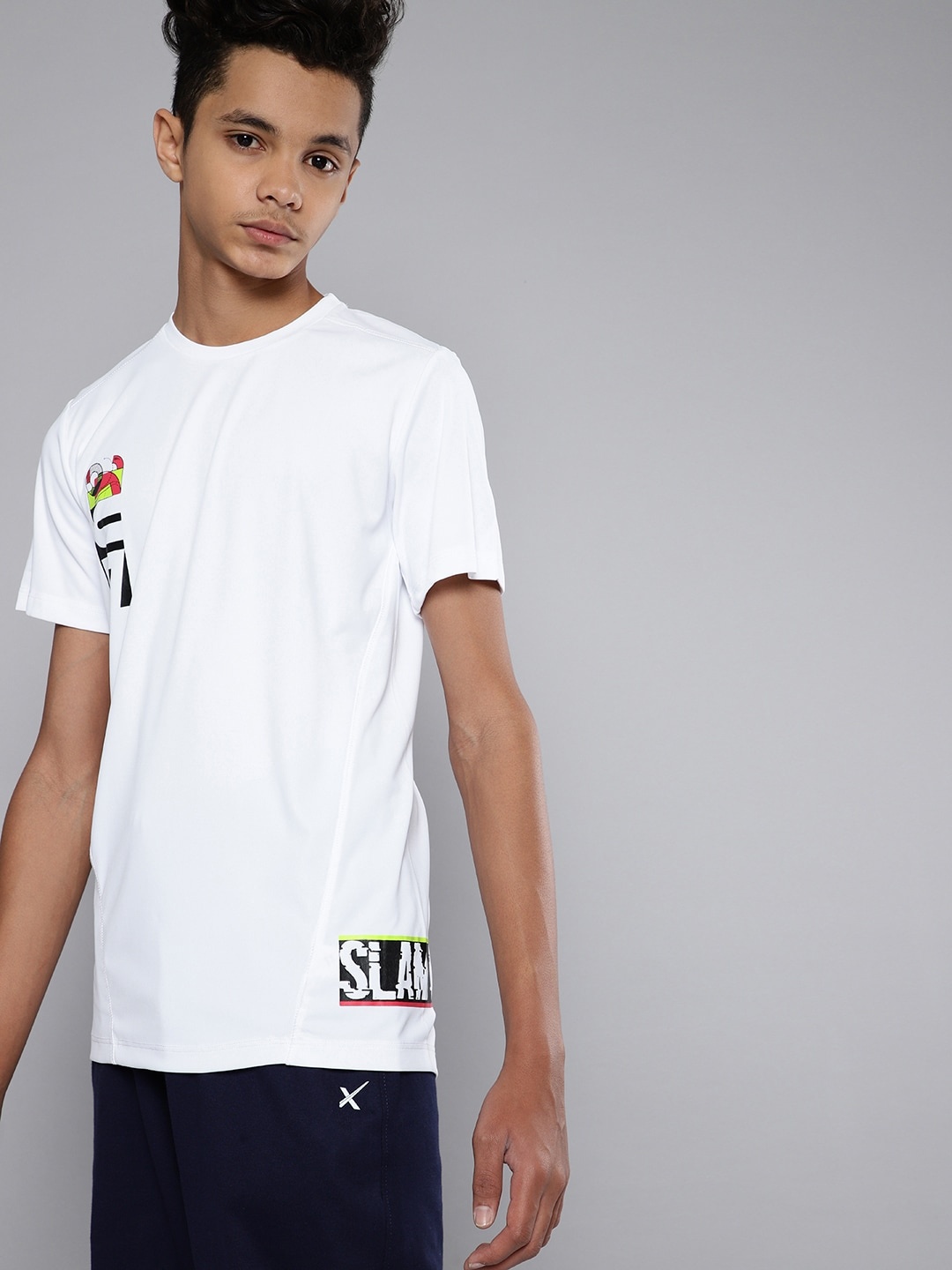 

HRX By Hrithik Roshan U-17 Active Boys Bright White Rapid-Dry Solid Tshirts