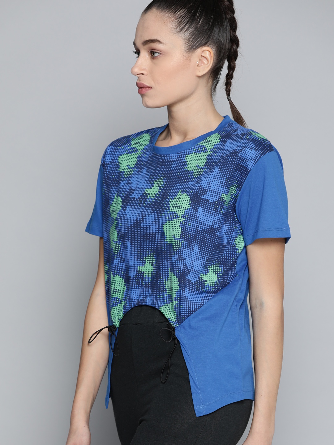 

HRX By Hrithik Roshan Lifestyle Women Strong Blue Bio-Wash AOP Tshirt