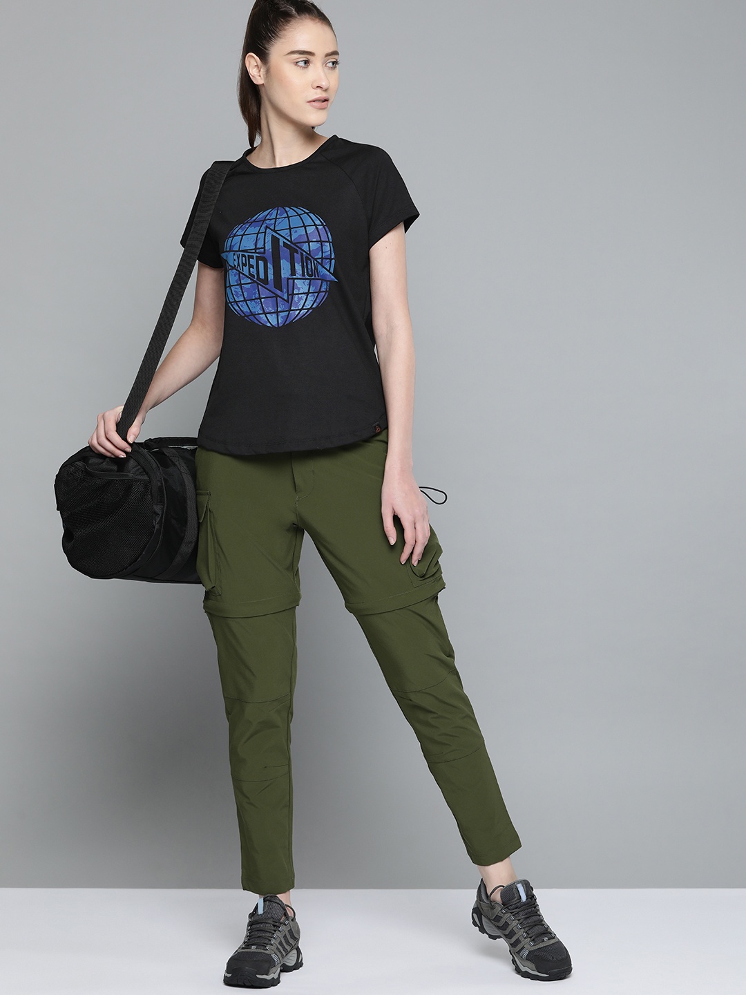 

HRX By Hrithik Roshan Outdoor Women Jet Black Bio-Wash Typography Tshirts