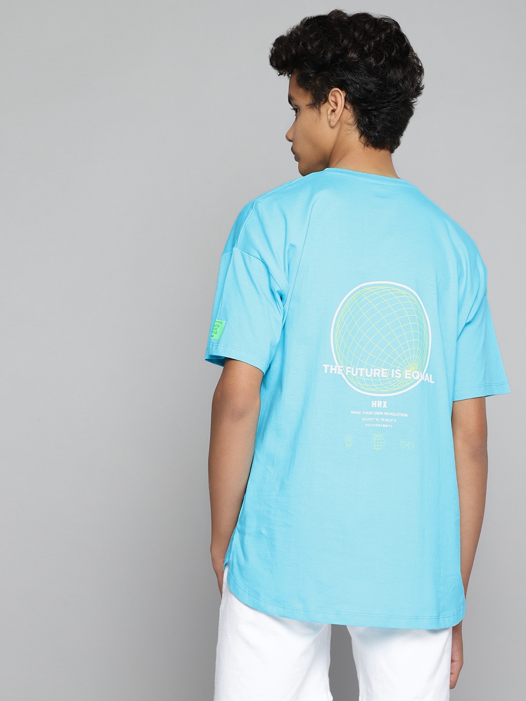 

HRX by Hrithik Roshan U-17 Lifestyle Boys Aqua Rapid-Dry Solid Cotton Tshirt, Blue