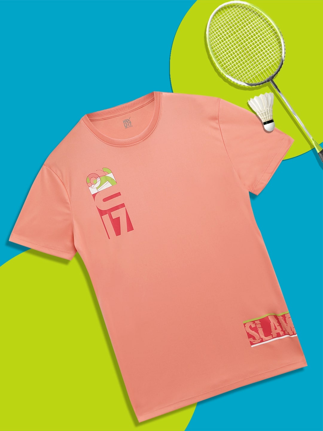 

HRX by Hrithik Roshan U-17 Active Girls Peach Amber Rapid-Dry Typography Tshirt