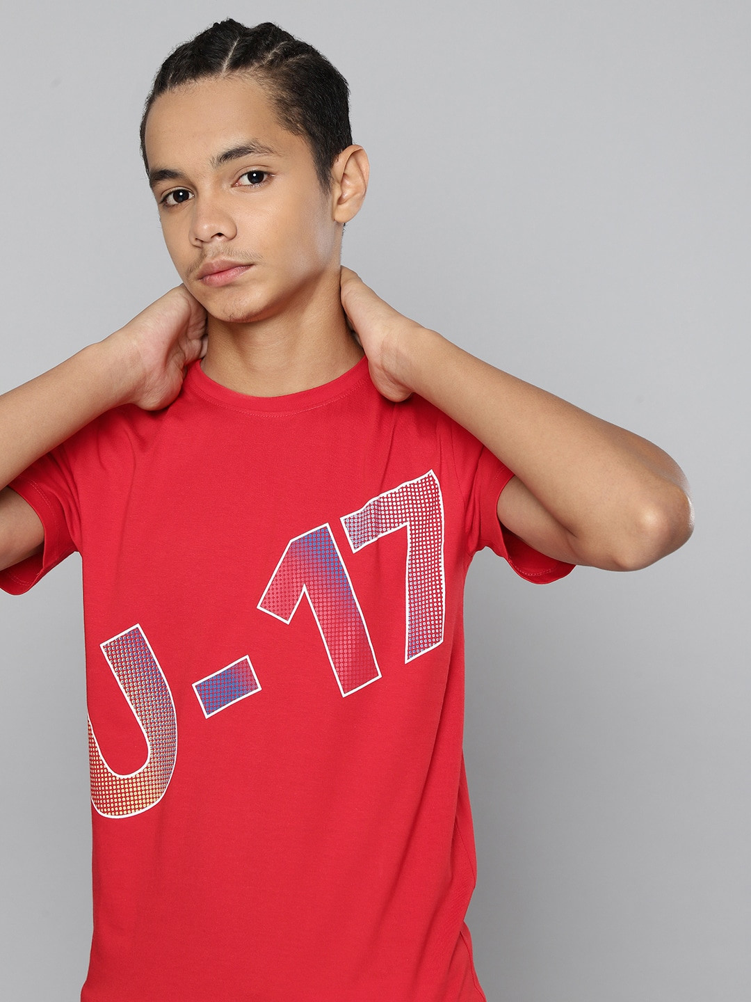 

HRX By Hrithik Roshan U-17 Lifestyle Boys High Risk Red Rapid-Dry Solid Tshirt